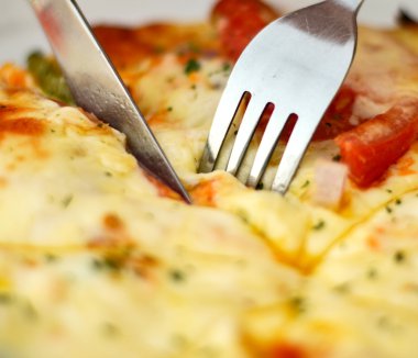kesme pizza makro çekim