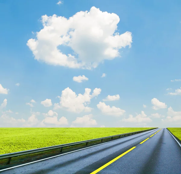 Bellissimo paesaggio naturale con autostrada vuota — Foto Stock