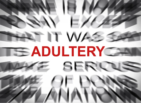 Blured text with focus on ADULTERY — Stock Photo, Image