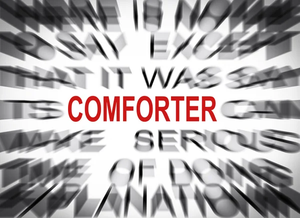 Blured text with focus on COMFORTER — Stock Photo, Image