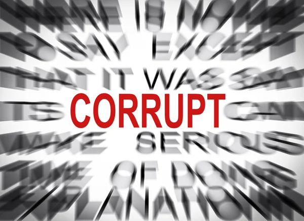 Blauer Text mit Fokus auf Korruption — Stockfoto