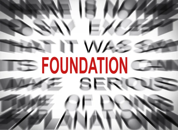 Blured text with focus on FOUNDATION — Stock Photo, Image