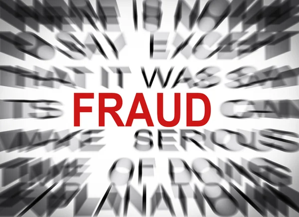 Blured text with focus on FRAUD — Stock Photo, Image