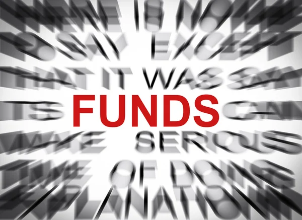 Blured text with focus on FUNDS — Stock Photo, Image