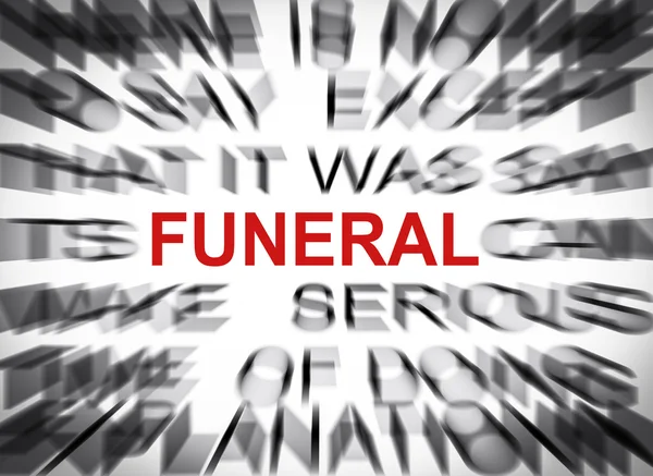 Texto desenfocado con enfoque en FUNERAL — Foto de Stock