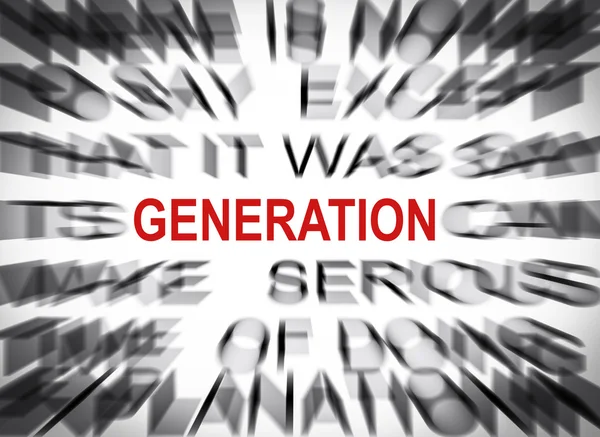 Blured text med fokus på generation — Stockfoto