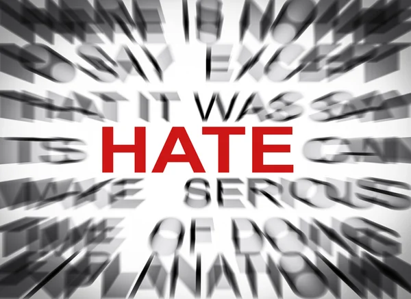 Blured text with focus on HATE — Stock Photo, Image