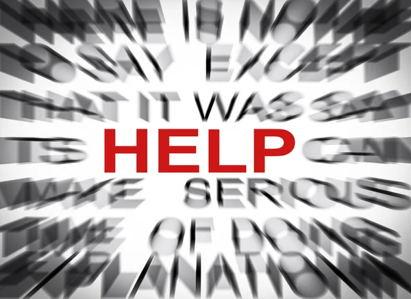 Blured text with focus on HELP — Stock Photo, Image