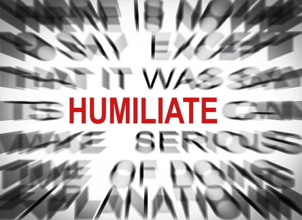 Blured text with focus on HUMILIATE — Stock Photo, Image