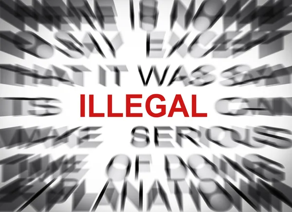 Blured text with focus on ILLEGAL — Stock Photo, Image