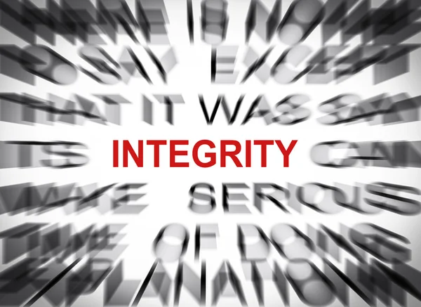 Blured text with focus on INTEGRITY — Stock Photo, Image