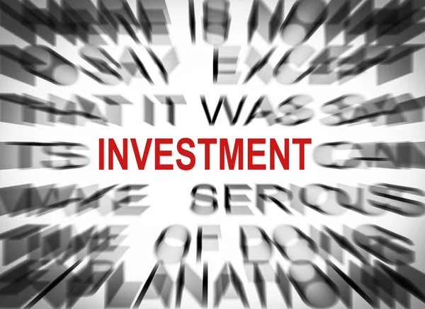 Blured tekst met focus op investeringen — Stockfoto