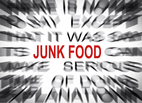 Testo blured con focus su JUNK FOOD — Foto Stock