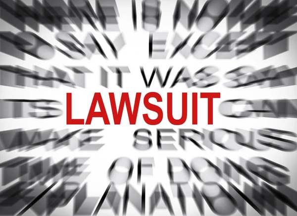 Blured text with focus on LAWSUIT — Stock Photo, Image