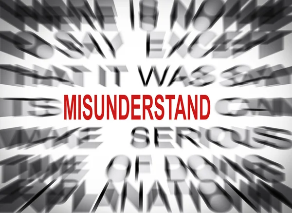 Blured text with focus on MISUNDERSTAND — Stock Photo, Image