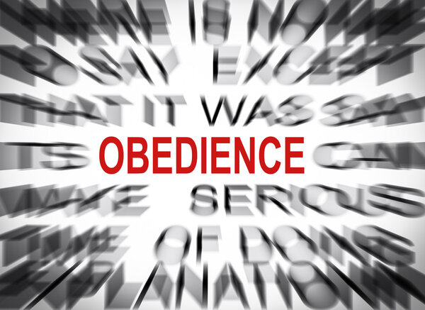 Blured text with focus on OBEDIENCE