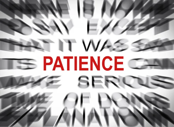 Blured text with focus on PATIENCE — Stock Photo, Image