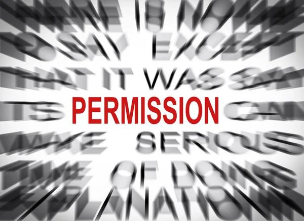 Blured text with focus on PERMISSION — Stock Photo, Image