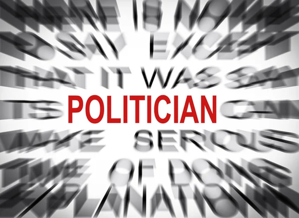 Blured text with focus on POLITICIAN — Stock Photo, Image