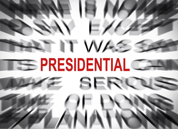 Blured tekst met focus op presidentiële — Stockfoto