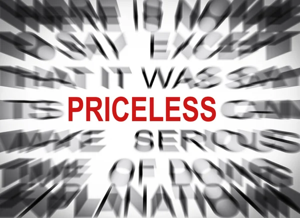 Texto azulado com foco em PRICELESS — Fotografia de Stock