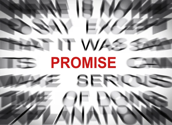 Blauer Text mit Fokus auf Versprechen — Stockfoto