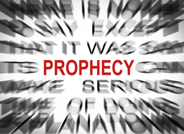 Blured tekst met focus op profetie — Stockfoto