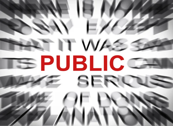 Blured text with focus on PUBLIC — Stock Photo, Image
