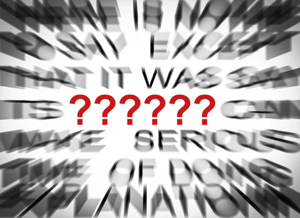 Blured text with focus on QUESTION MARK SIGN ? — Stock Photo, Image