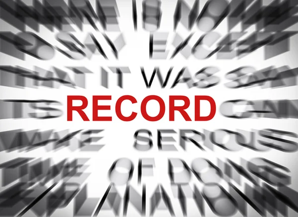 Blured text with focus on RECORD — Stock Photo, Image