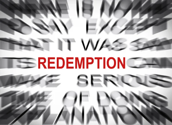 Blured text with focus on REDEMPTION — Stock Photo, Image