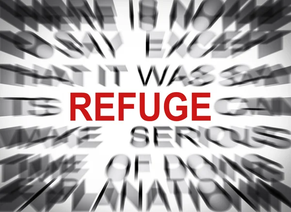 Blured text with focus on REFUGE — Stock Photo, Image