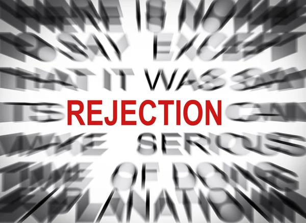 Blured text with focus on REJECTION — Stock Photo, Image