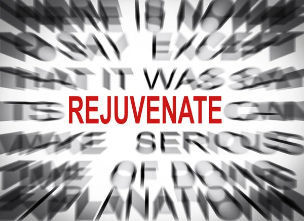 Blured text with focus on REJUVENATE — Stock Photo, Image