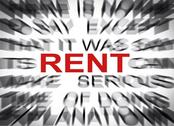 Texto azulado com foco em RENT — Fotografia de Stock