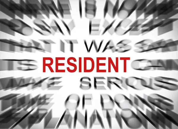 Blured text with focus on RESIDENT — Stock Photo, Image
