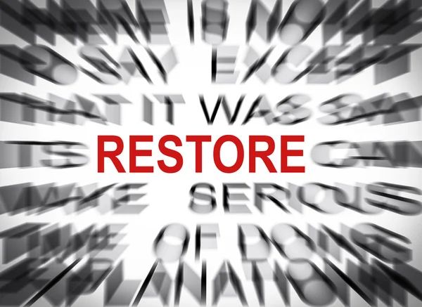 Blured text with focus on RESTORE — Stock Photo, Image