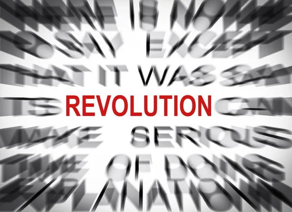 Blauer Text mit Fokus auf Revolution — Stockfoto