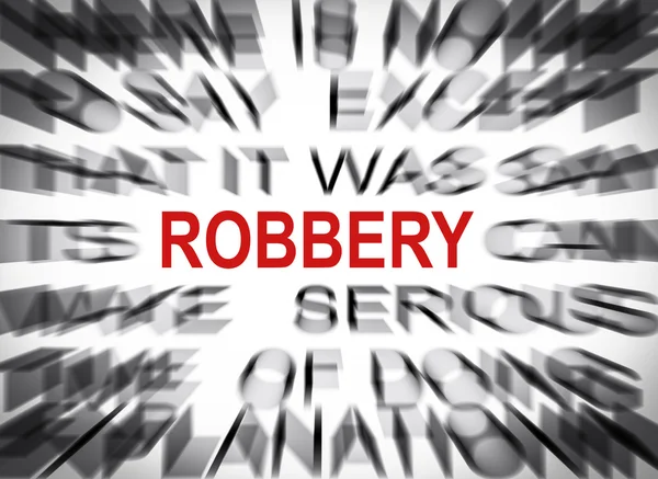 Blured text with focus on ROBBERY — Stock Photo, Image