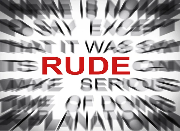 Blured text with focus on RUDE — Stock Photo, Image