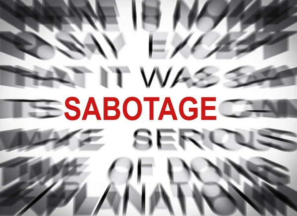 Texte estompée en mettant l'accent sur le sabotage — 图库照片