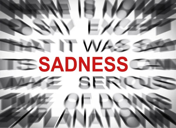 Blured text with focus on SADNESS — Stock Photo, Image