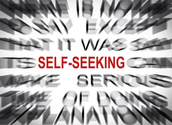 Blured text with focus on SELF-SEEKING — Stock Photo, Image