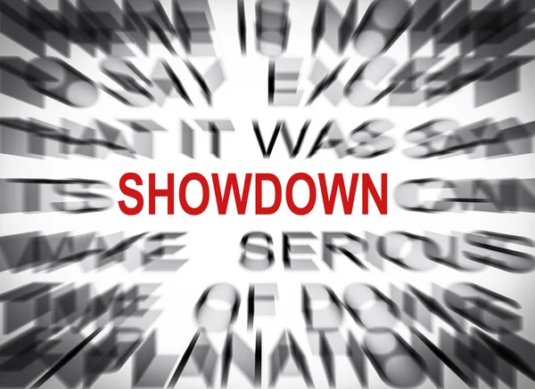 Blured text with focus on SHOWDOWN — Stock Photo, Image