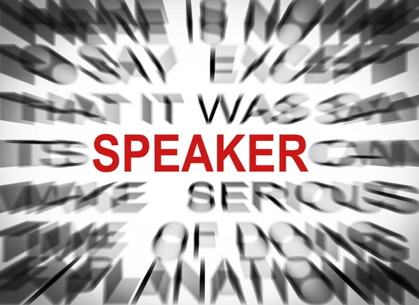 Blured text with focus on SPEAKER — Stock Photo, Image