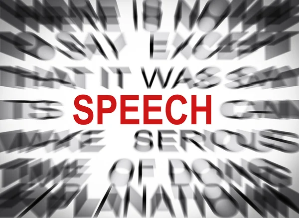 Blured text with focus on SPEECH — Stock Photo, Image