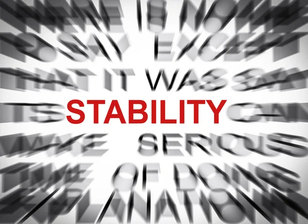 Blured tekst met focus op stabiliteit — Stockfoto