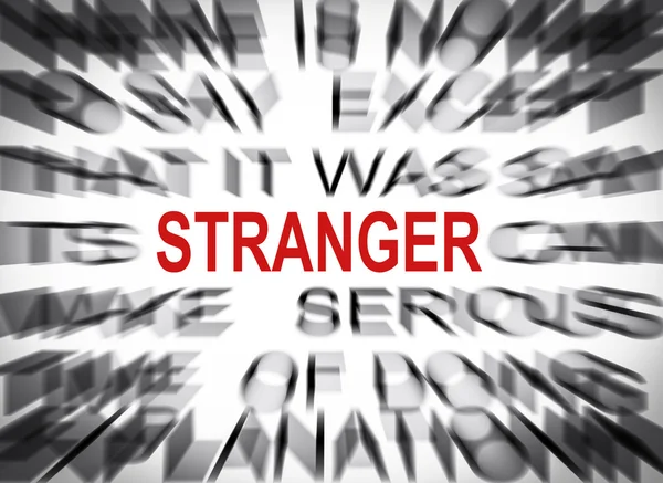 Blured text with focus on STRANGER — Stock Photo, Image