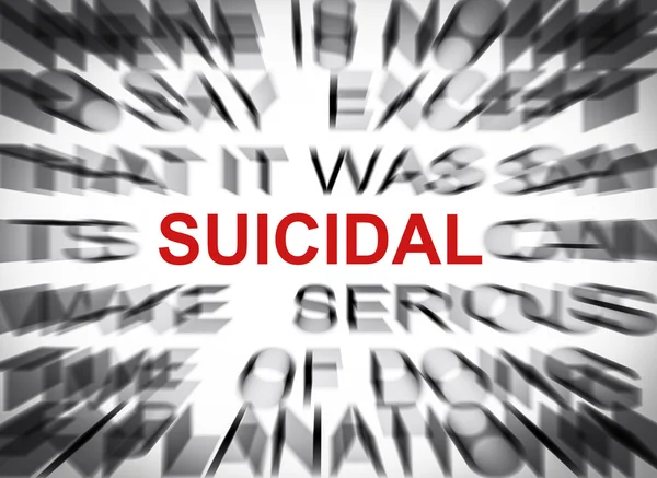 Blured text with focus on SUICIDAL — Stock Photo, Image