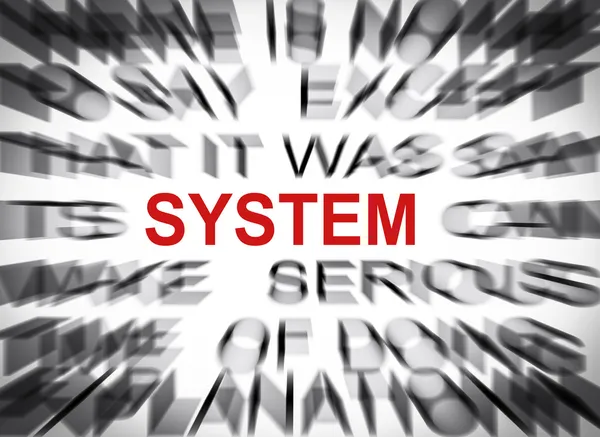 Blured tekst met focus op systeem — Stockfoto